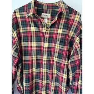 Eddie Bauer Flannel Shirt Men's XL Long Sleeve Multicolor Plaid Hiking Outdoor